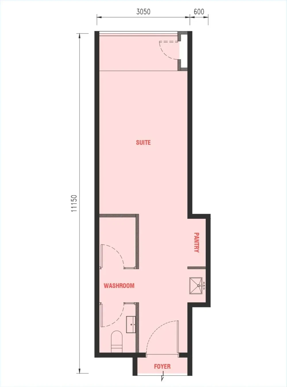 The Bedrock Compact suite floor plan