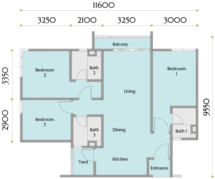 Calia Residences Type D, dual key floor plan