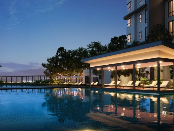 Cappella Embassy podium pool in a project marketing illustration