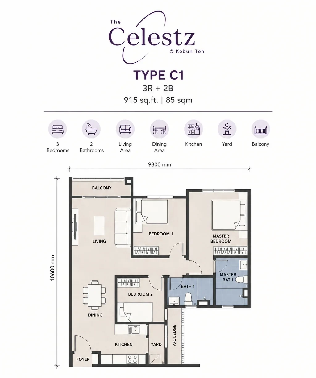 The Celestz Type C1 floor plan