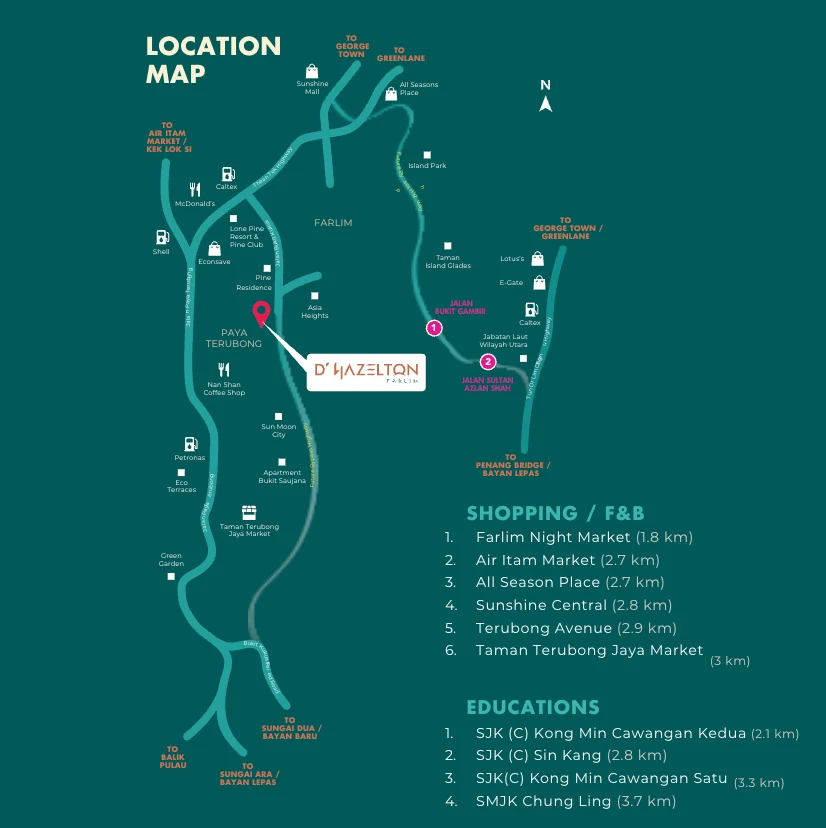 D'Hazelton location overview; route and scale indicative