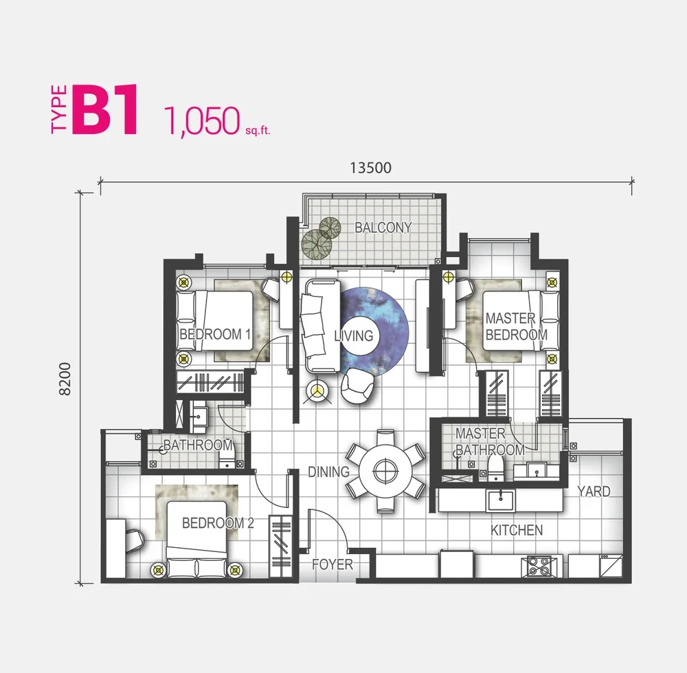 GEM Residences Type B1 floor plan