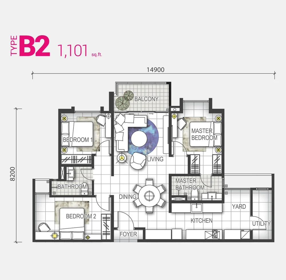 GEM Residences Type B2 floor plan
