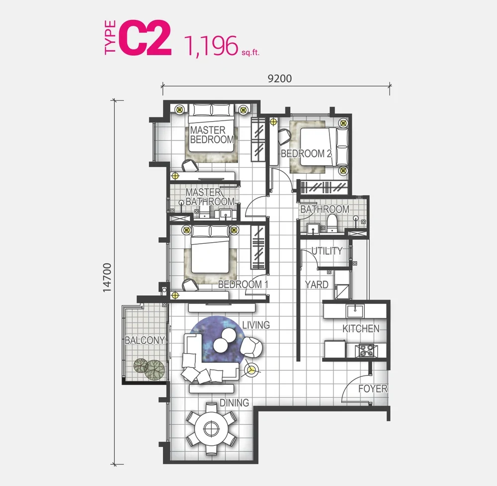 GEM Residences Type C2 floor plan