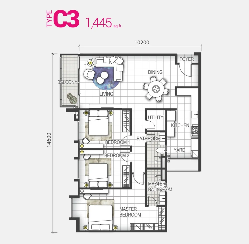 GEM Residences Type C3 floor plan