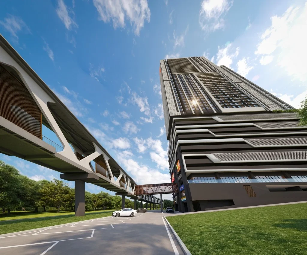 Gen Sphere tower and arrival approach - marketing illustration