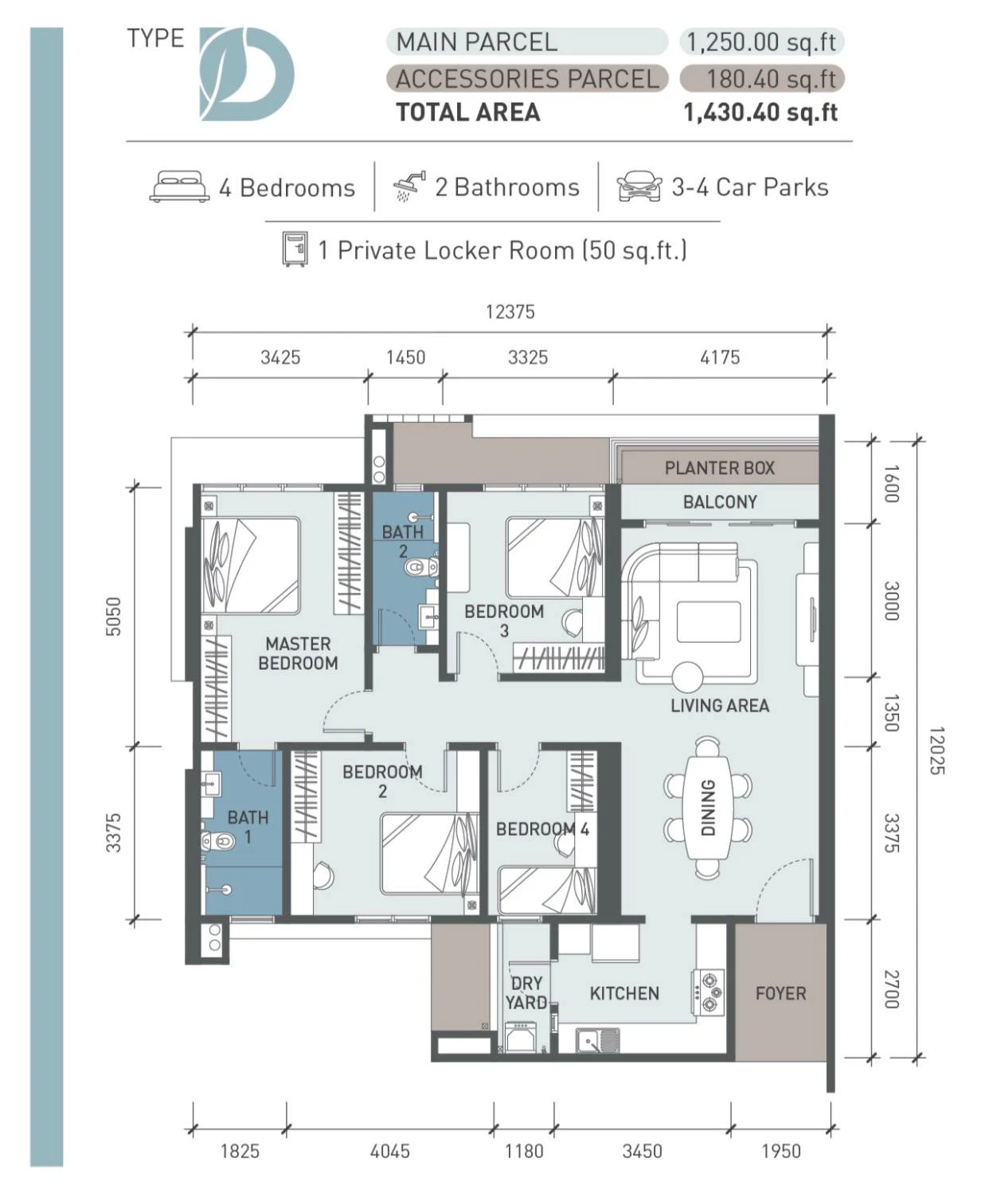 Goodwood Residence Penang Type D floor plan