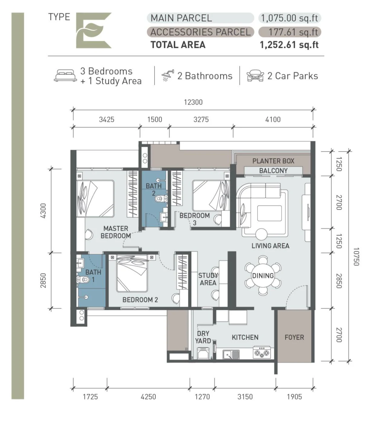 Goodwood Residence Penang Type E floor plan