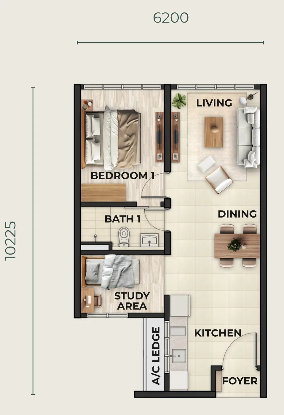 Hillview at Senibong Cove Type A1 floor plan