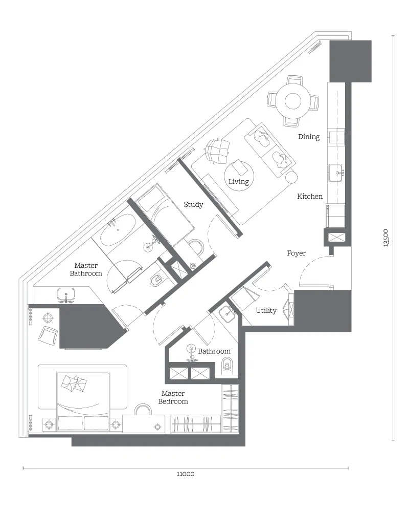 Jewel at Oxley Towers KLCC Type B5 floor plan