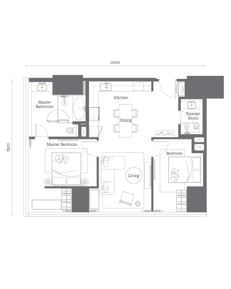 Jewel at Oxley Towers KLCC Type C2 floor plan