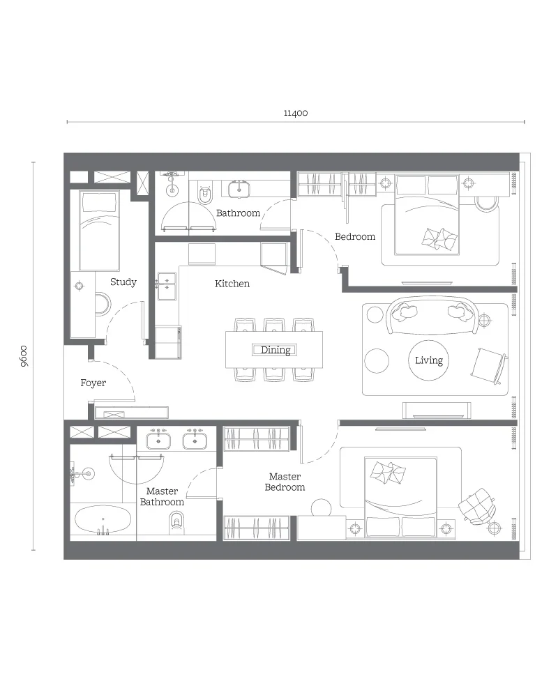 Jewel at Oxley Towers KLCC Type D2 floor plan