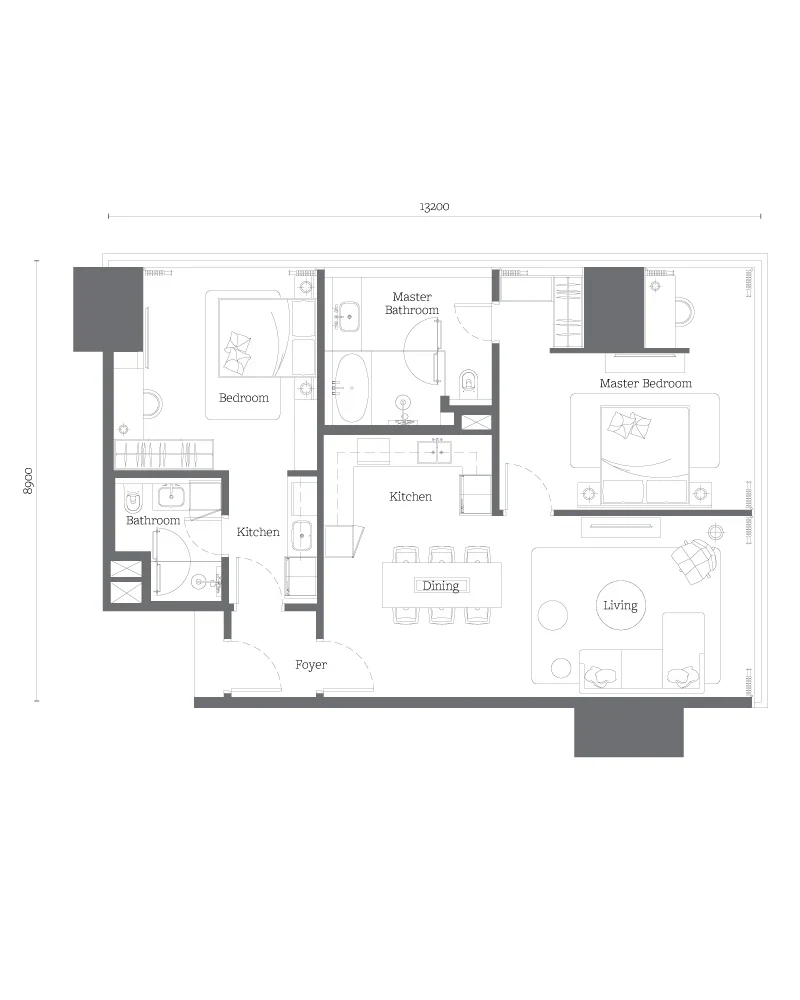 Jewel at Oxley Towers KLCC Type D1 dual key floor plan