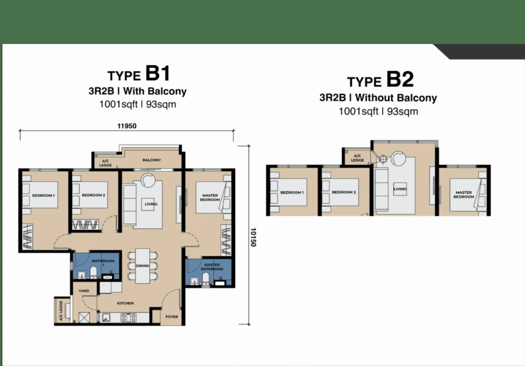 The Lighthauz Types B1 and B2 floor plan