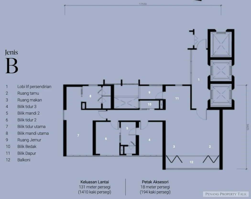 Lightwater Residences Type B floor plan