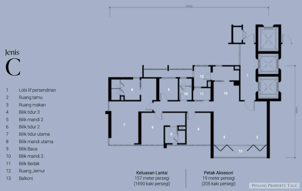 Lightwater Residences Type C floor plan