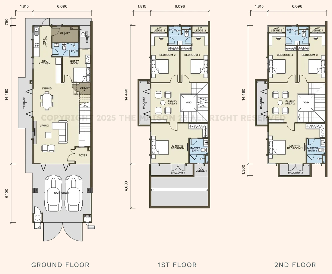 Maison 23 Type C three-level floor plan