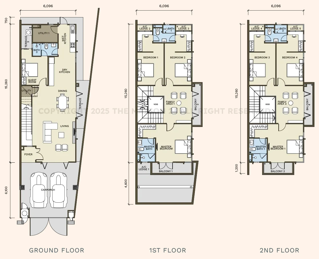 Maison 23 Type C1 three-level floor plan