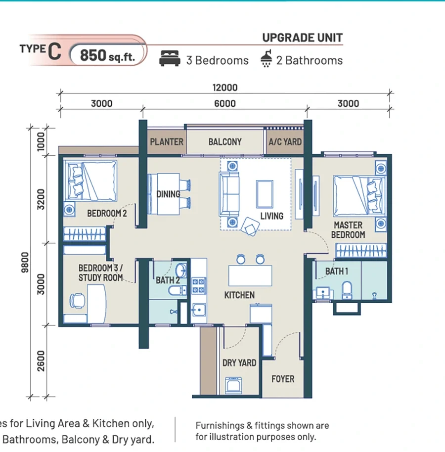 Maldives Residences Type C upgraded floor plan