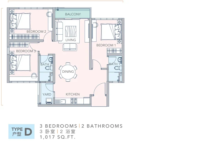 Mandolin Residences Type D floor plan