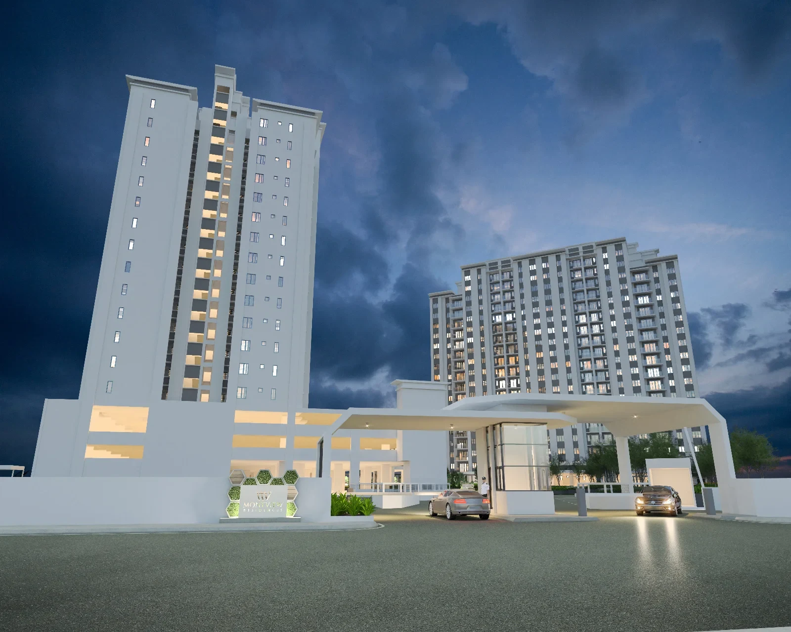 Montview Residences residential entrance and towers