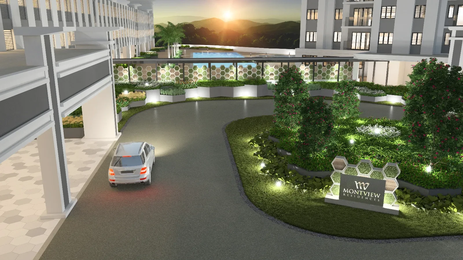 Montview Residences arrival driveway