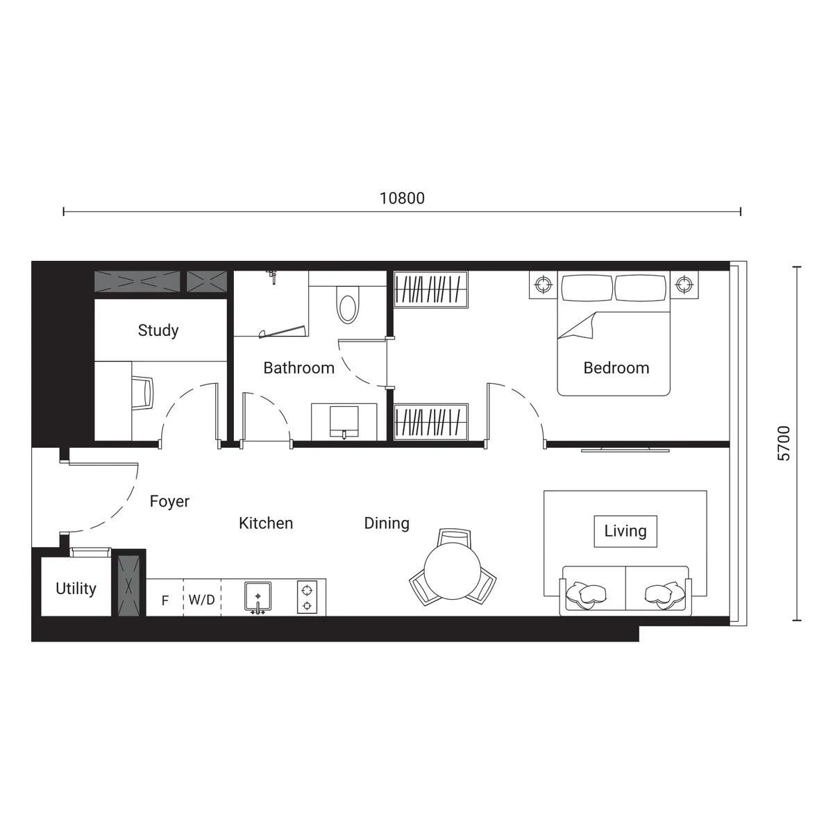 SO/ KL Residences at Oxley Towers One-bedroom layout floor plan