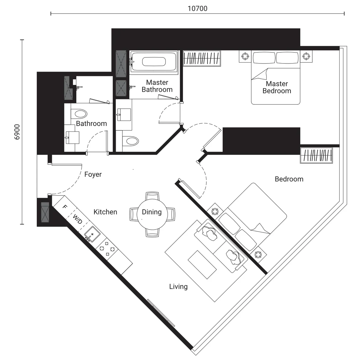 SO/ KL Residences at Oxley Towers Two-bedroom variant floor plan