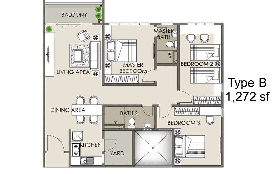 Paradigm Suites Type B floor plan