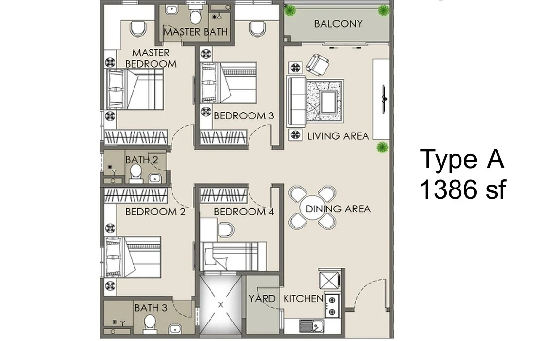 Paradigm Suites Type A floor plan