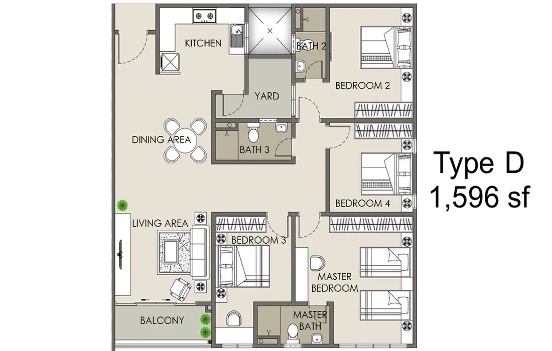 Paradigm Suites Type D floor plan