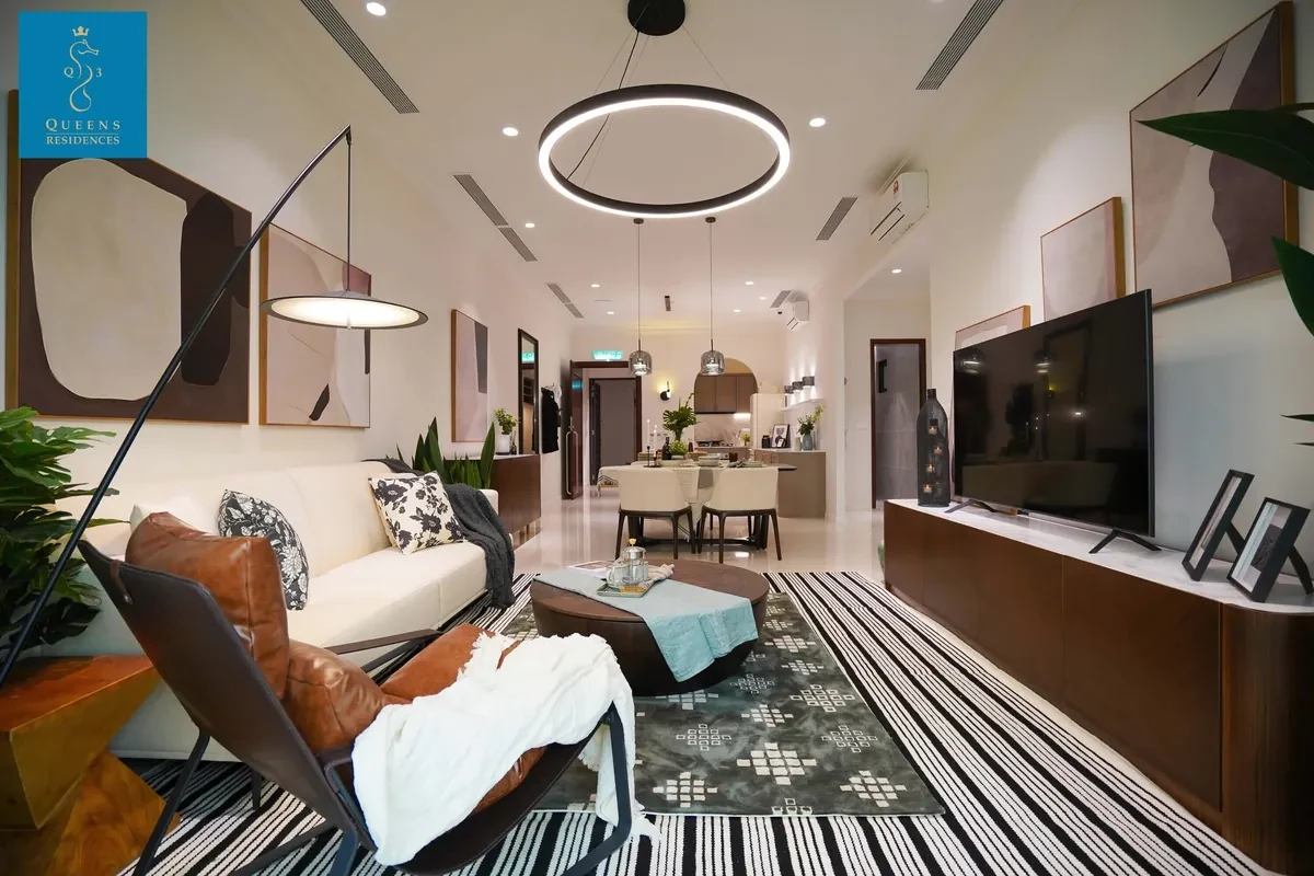 Queens Residences Q3 show-unit living room