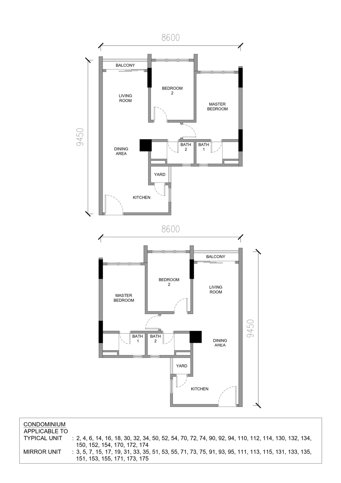 Raffles 188 Two-bedroom plan floor plan