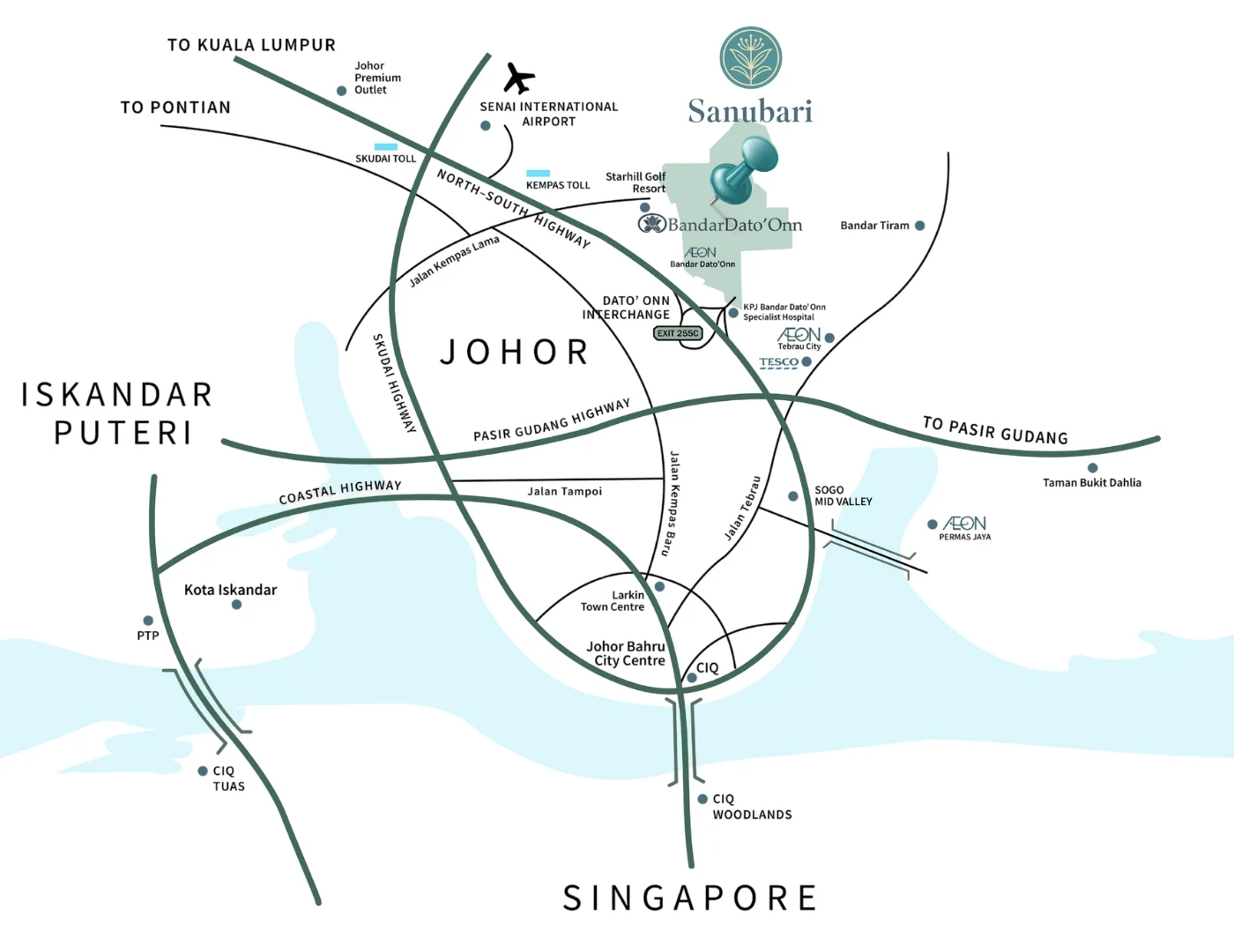 Sanubari 4A location overview; route and scale indicative