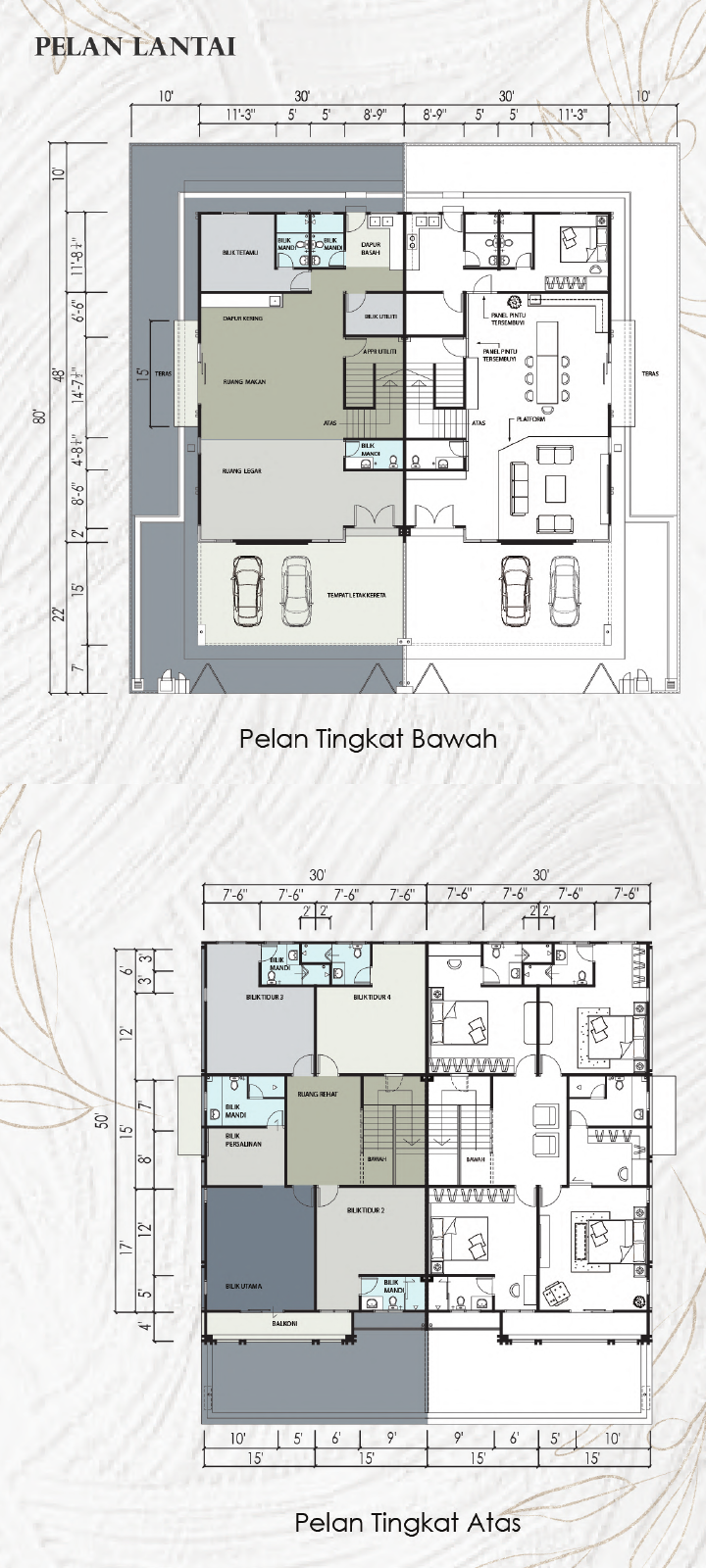 Serene Gardens two-storey semi-detached ground and upper floor plans
