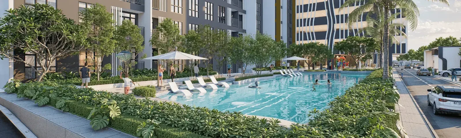 Sky Curve pool and residential setting