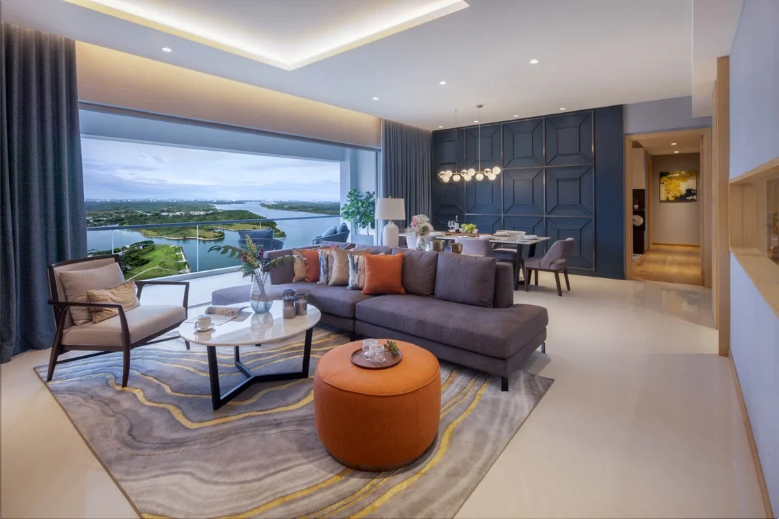 Southern Marina Residences show-unit living and dining room