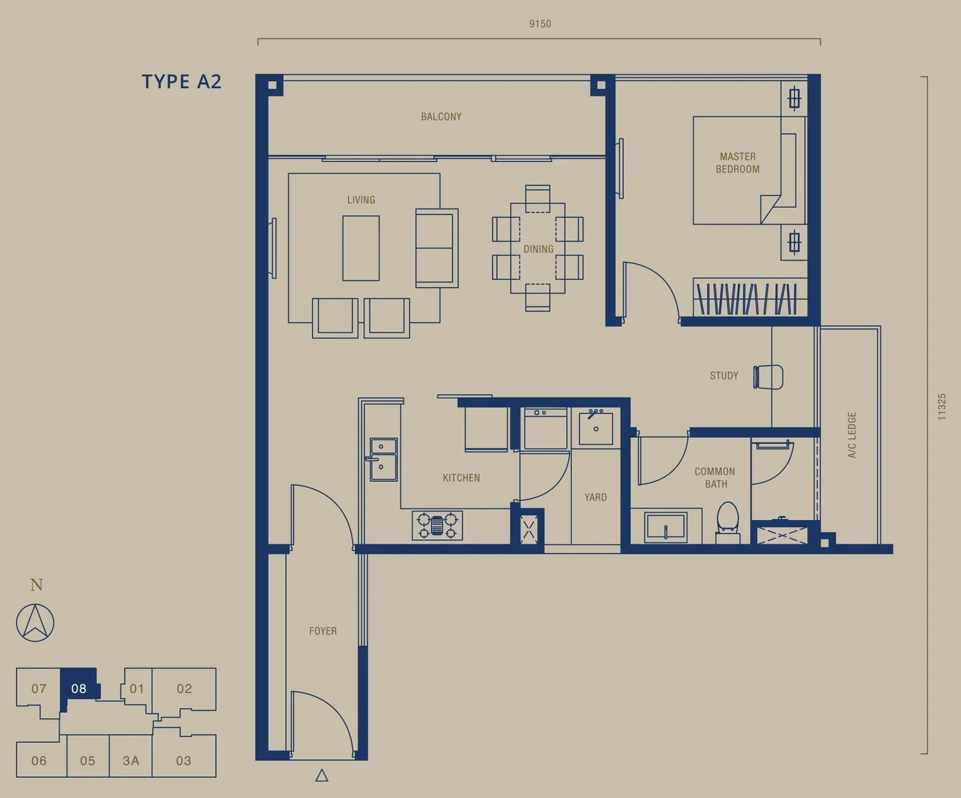 Southern Marina Residences Type A2 floor plan