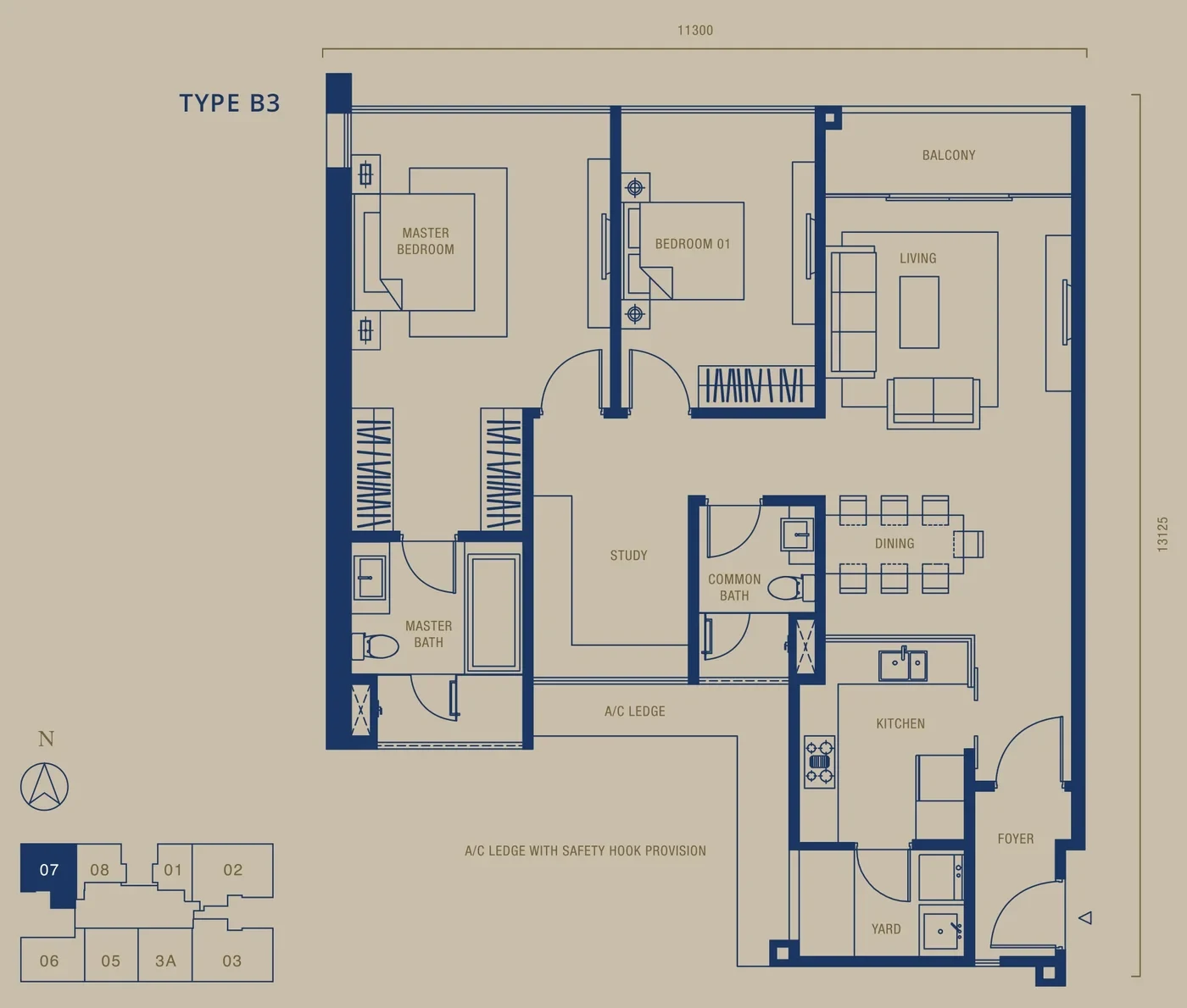 Southern Marina Residences Type B3 floor plan
