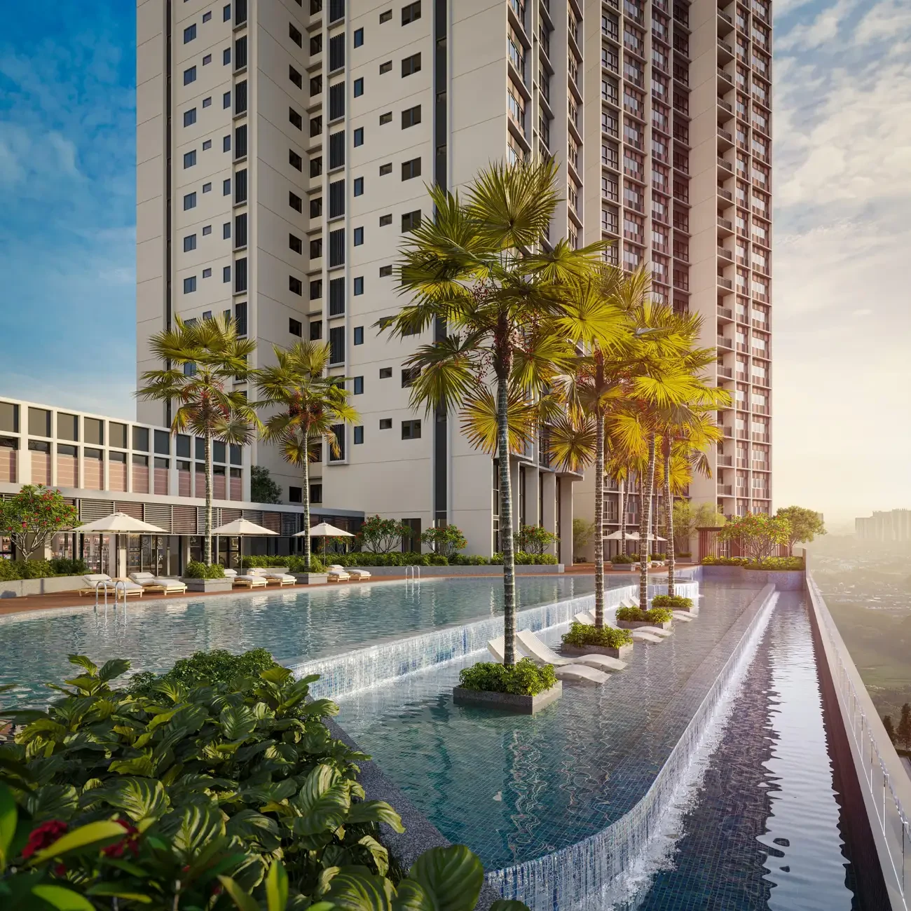 The Straits View DUO pool deck - marketing illustration