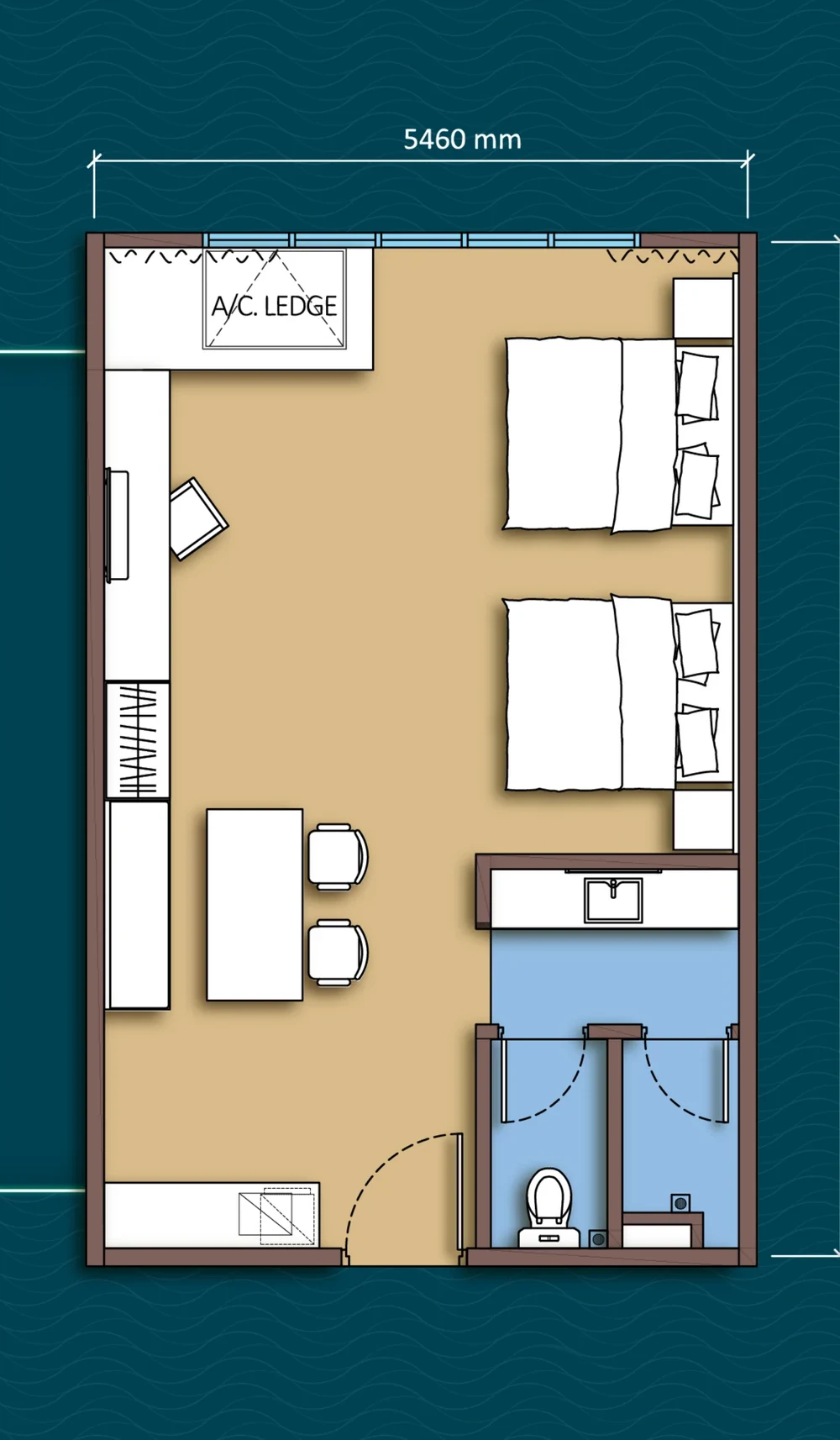 Tagbay Suites Standard suite floor plan