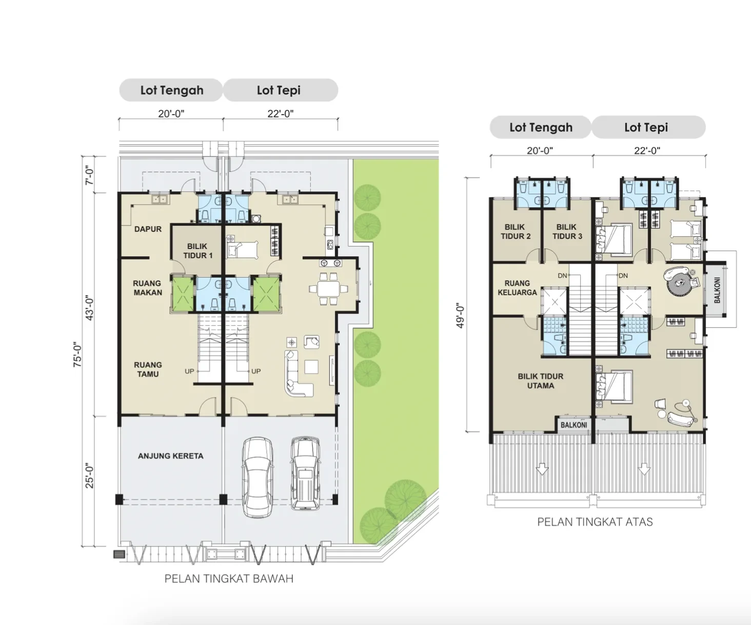 Taman Lapangan Indah Double-storey terrace floor plan