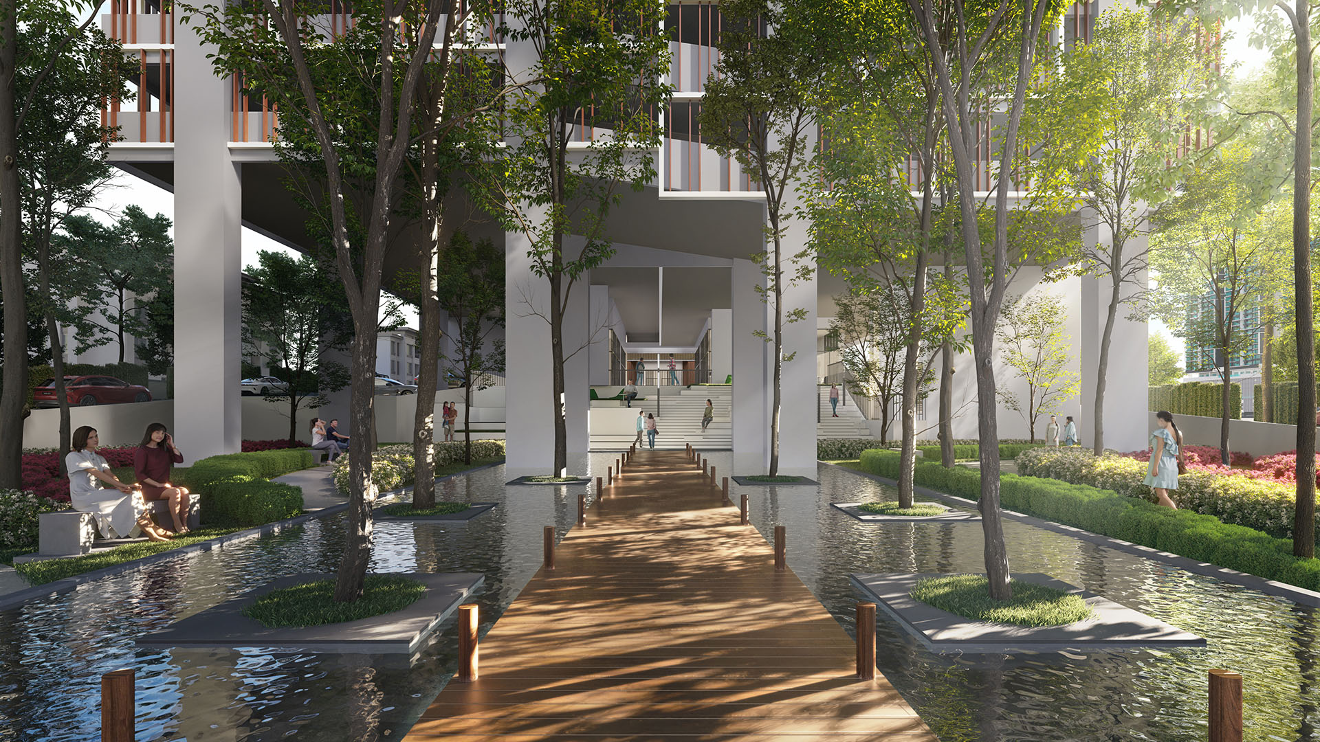 Tangen Residences arrival-area artist impression