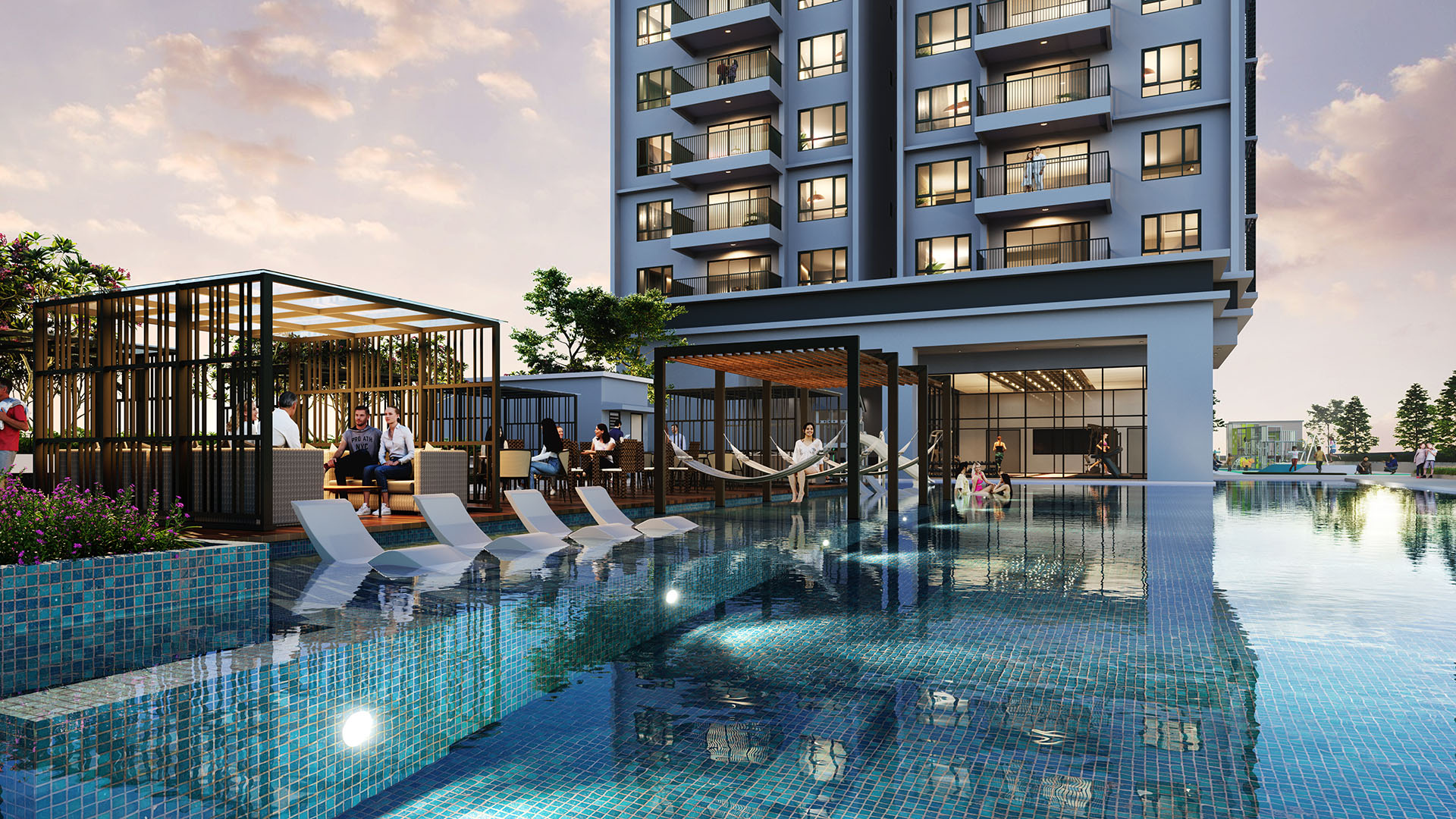 Tangen Residences pool and deck artist impression