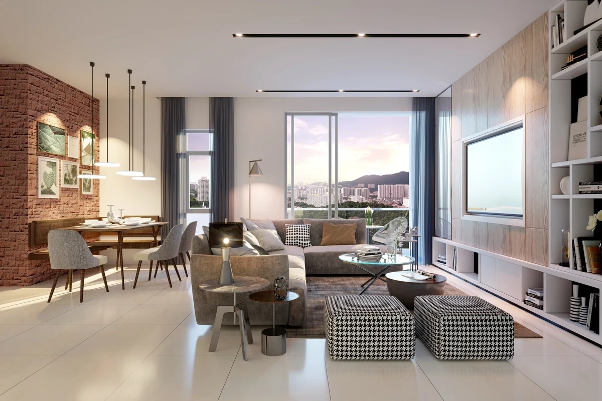The Terraces Condominium show-unit living room