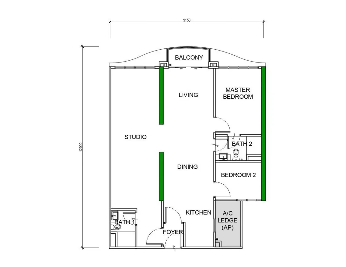 The Pier Type A1 dual key floor plan
