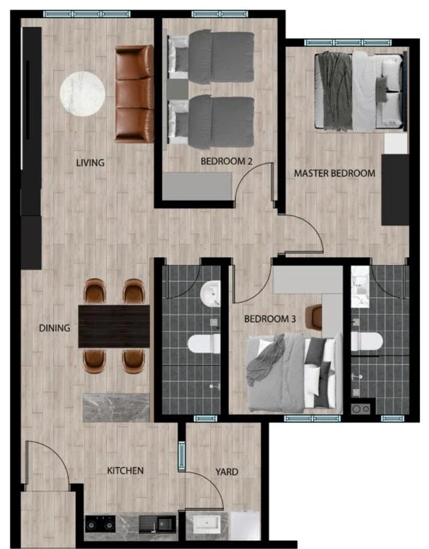 TwinStar Standard furnished layout floor plan