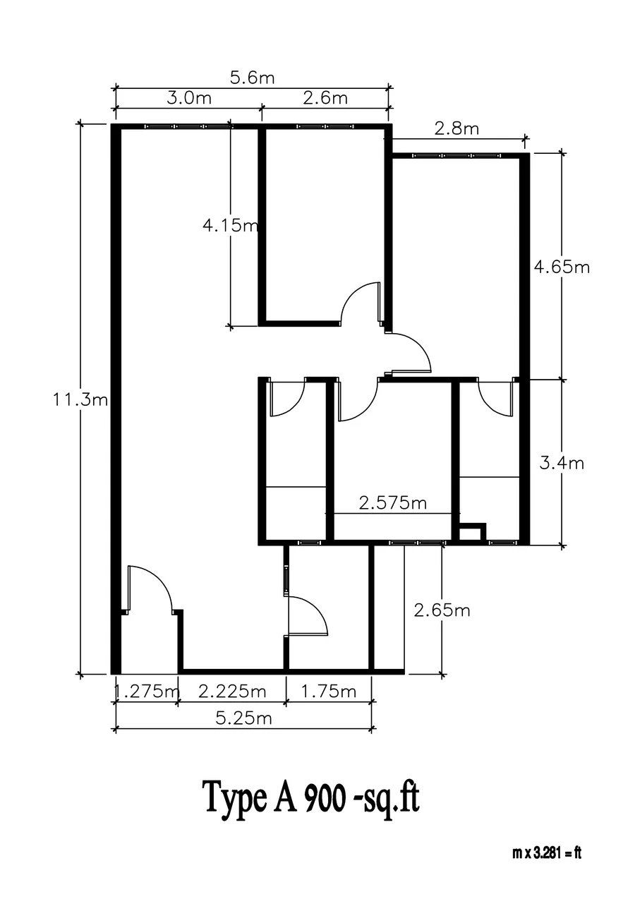 TwinStar Type A dimensioned layout floor plan