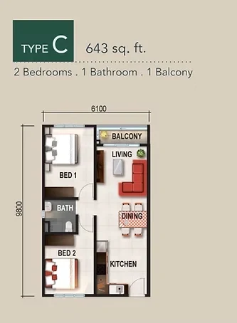 Verte Medini Residence Type C floor plan