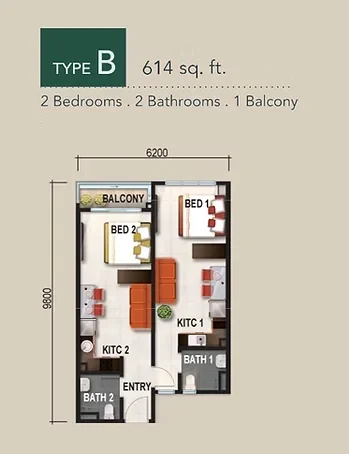 Verte Medini Residence Type B floor plan